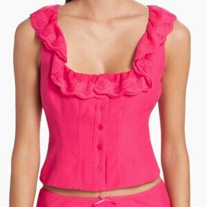 ♡ DANIELLE GUIZIO Paloma Seamed Lace-Trim Top ♡